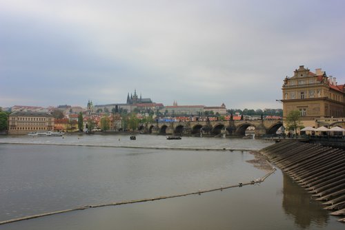 The Vltava River, with the Charles Bridge and Prague Castle